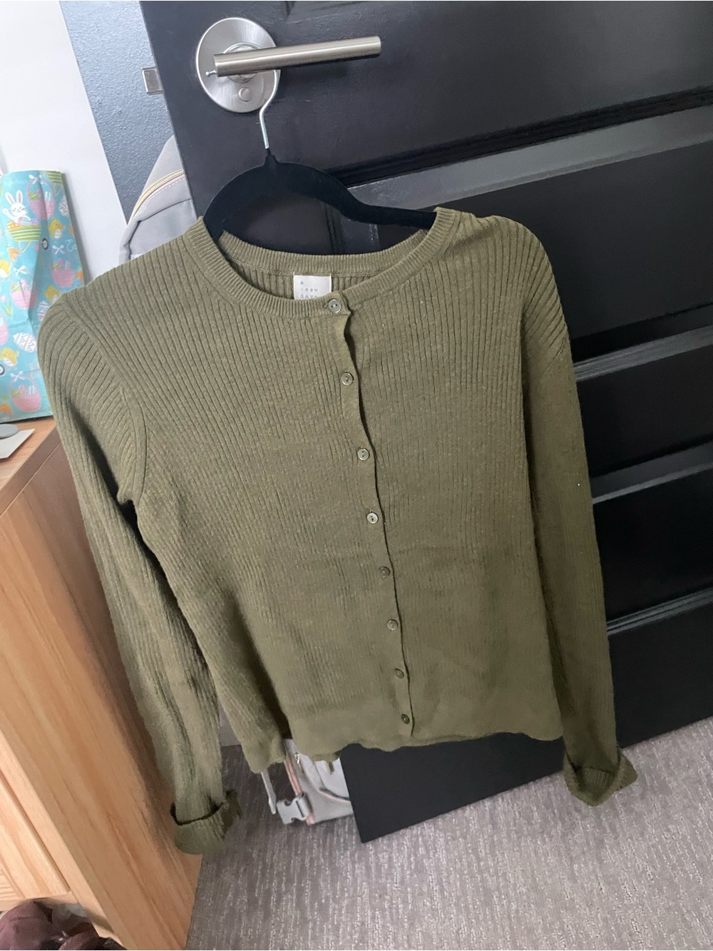 a new day Olive Green Ribbed Button-Front Cardigan